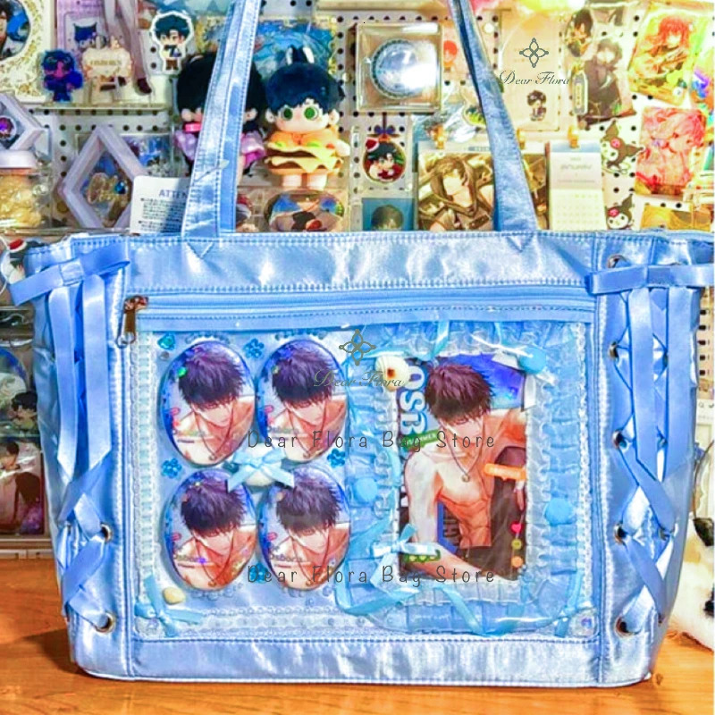 Japanese Sweet Women Ribbon Ita Bag Cute Lolita Girl Transparent Handbags Fashion Large Capacity Tote Bag Aesthetic Shoulder Bag 250221
