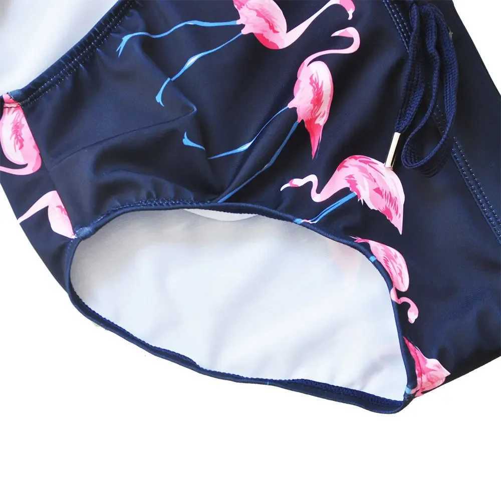 Mens Swim Briefs Sexy Flamingo Print Surfing Board Shorts Beach Boxer Trunks Bathing Suit Bikini Swimsuit Swimwear Navy W250224