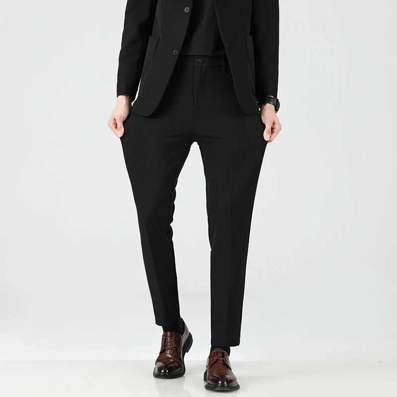 2024 Autumn/Winter Thick Mens Casual Pants Straight Loose Fashion Trend Business Versatile 9-point Suit Pants W250225
