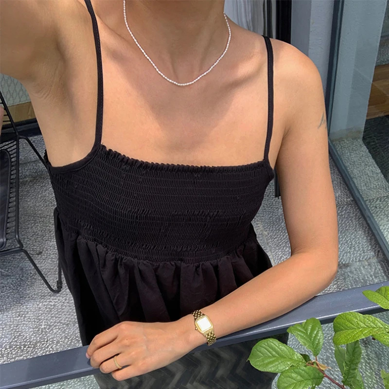 Retro 5mm White Freshwater Pearl Choker Stainless Steel Necklace Baroque Natural Female Beads Fine Accessories Women Gifts 250222