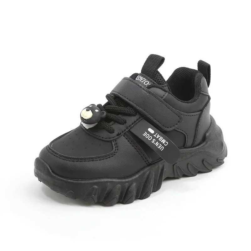 Children Fashion PU Leather Boy Sports Shoes Soft Sole Comfort Kids Running Sneakers Girl Lightweight Sneakers Solid Color Shoes W250225