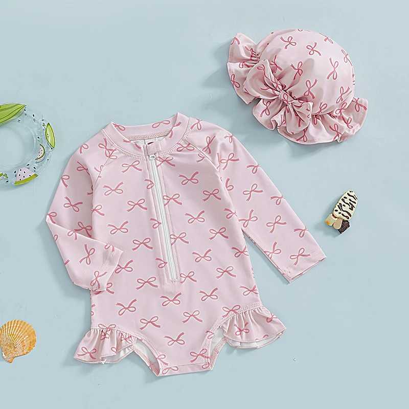 Toddler Girl Floral Rash Guard Swimsuit Set with Long Sleeve Top and Ruffle Bottom Bathing Suit Infant Swimwear Beachwear with X250224