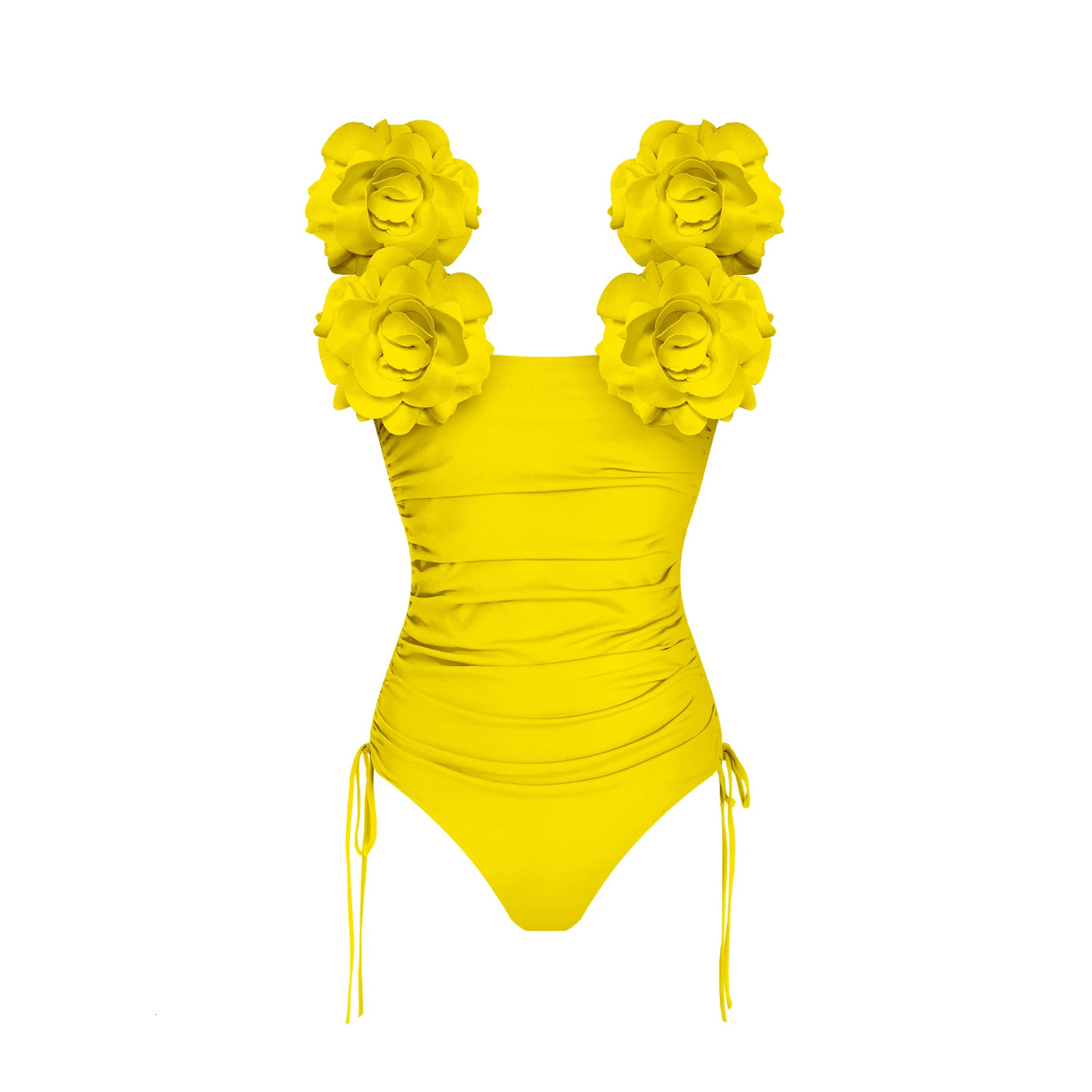 3D Flower Bikini Set Brazilian Biquini Low Waist Swimwear Push Up SwimSuit Women Solid Swimwear Sexy Beach Wear Female 250224