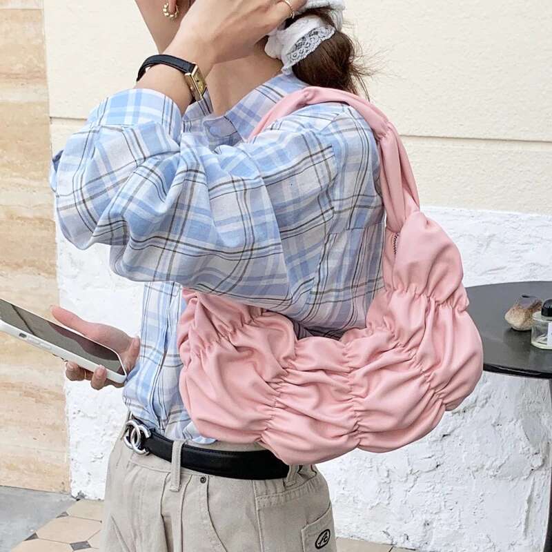 Korean Casual Half Moon Bags For Women Designer Handbags And Purses 2024 New In PU Embroidered Ruched Underarm Shoulder