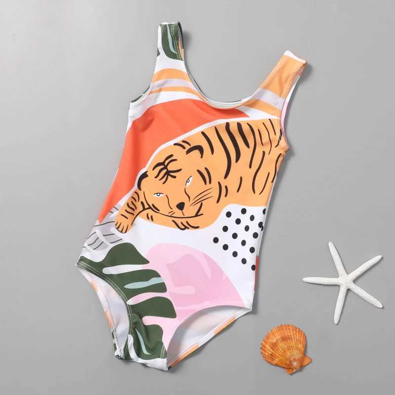 Childrens one body swimming suit girl baby 1-3 years old children hot spring holiday cartoon tiger Swimsuit NEW Beach X250224