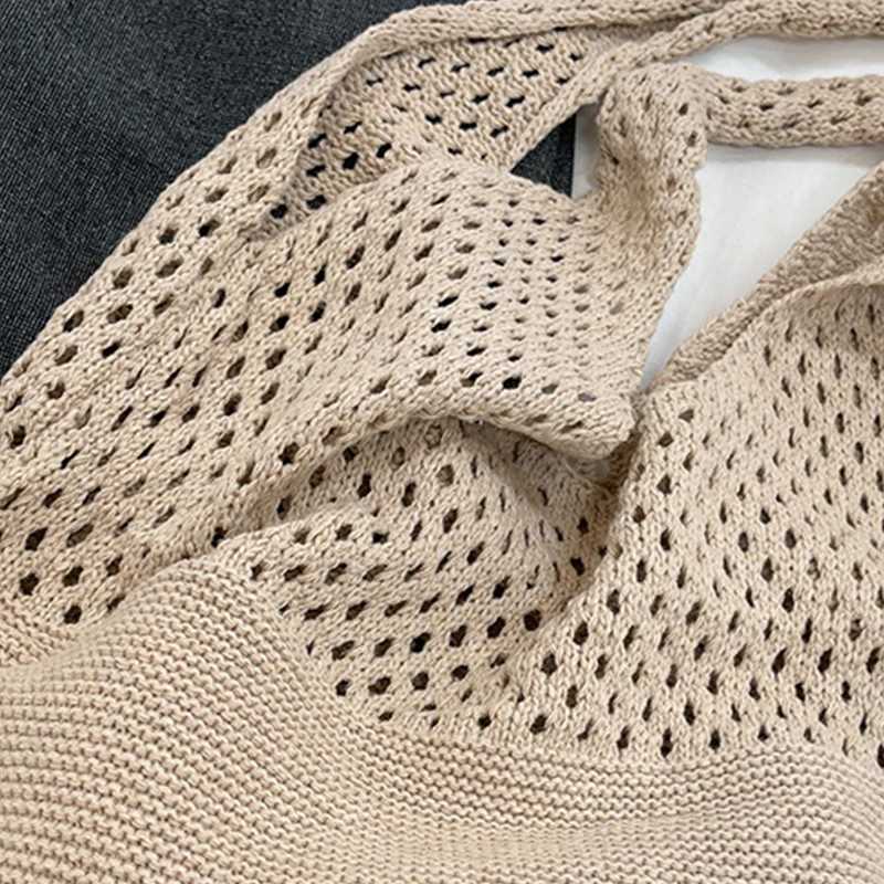 Wool Hollow Out Women Totes Fashion Shoulder Handbag and Purse GIlrs Armpit Bag Large Capacity Top-handle Bag Portable Purse