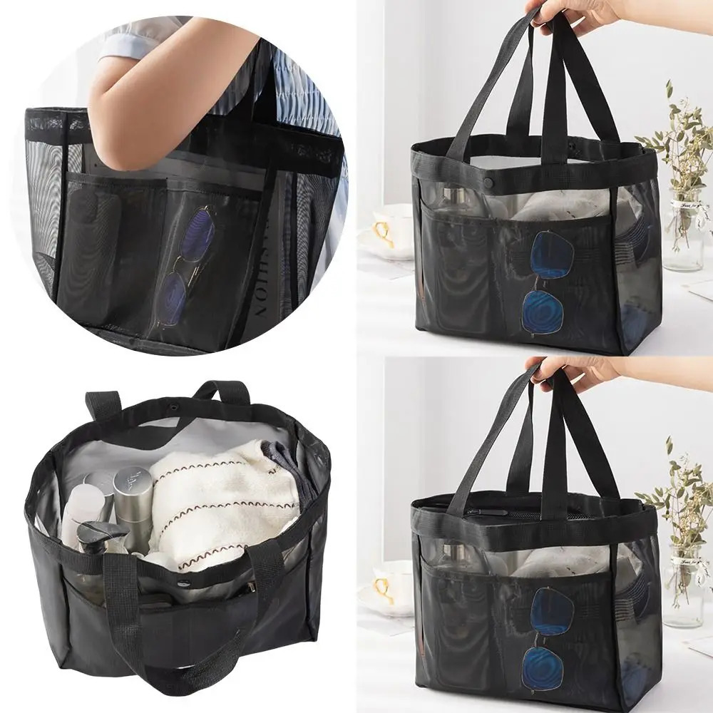 Hollow Large Capacity Makeup Storage Bag Women Multifunctional Mesh Shoulder Bag Travel Transparent Bag Beach Bags 250224