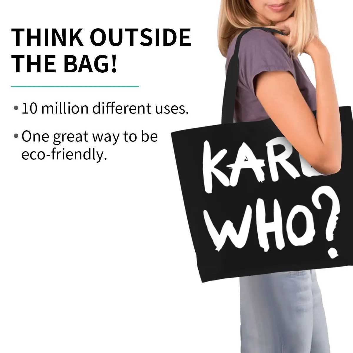 Custom Kawaii Karl Who Slogan Shopping Tote Bags Reusable Canvas Groceries Shopper Shoulder Bag Z250224