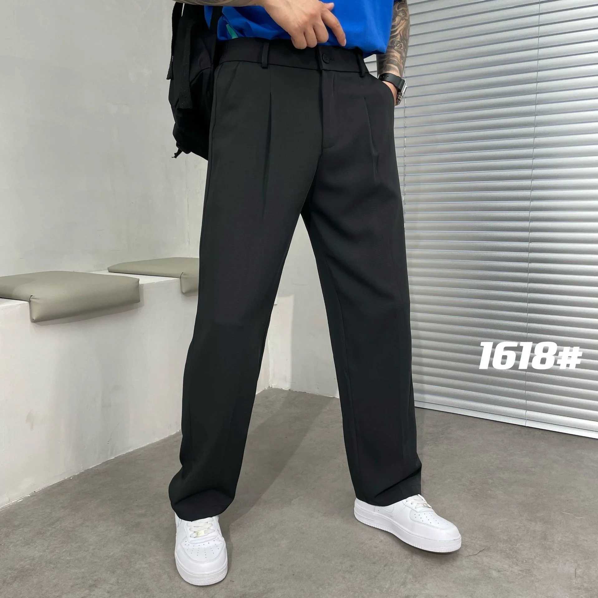 Ice Silk Loose Straight Suit Pants For Men Summer Sold Color Stretch Business Casual Suit Classic Korea Styles Thin Trousers W250225