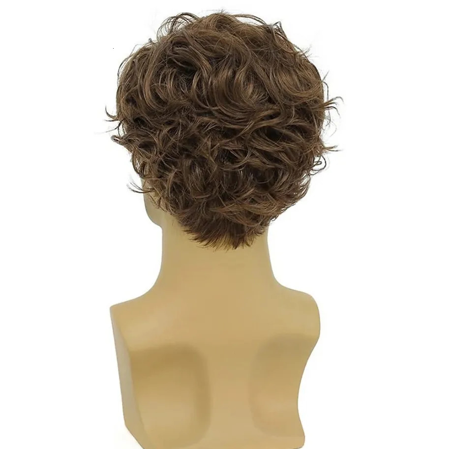 Synthetic Wig Male Short Curly Hair Fashion Age Reduction Simulation Hair Role Play Light Breathable Wig Full Head Cover 250224