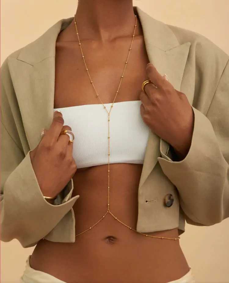 Stainss Steel Simple and fashionable bead washing chain Bohian womens body chain Sexy Beach Wedding Accories Women Bra CroXJ250224