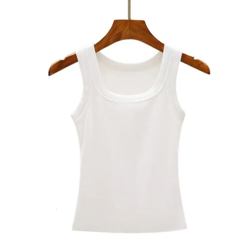 Camisole Tank Soft Cotton Top Women Summer Outfits Tight And Sexy Tank Top Knitted Bottom Shirt And Sleeveless Top For Outerwear 250224