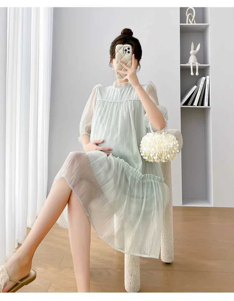 Fashionable maternity chiffon summer white dress new maternity clothing elegant maternity party dress X250224