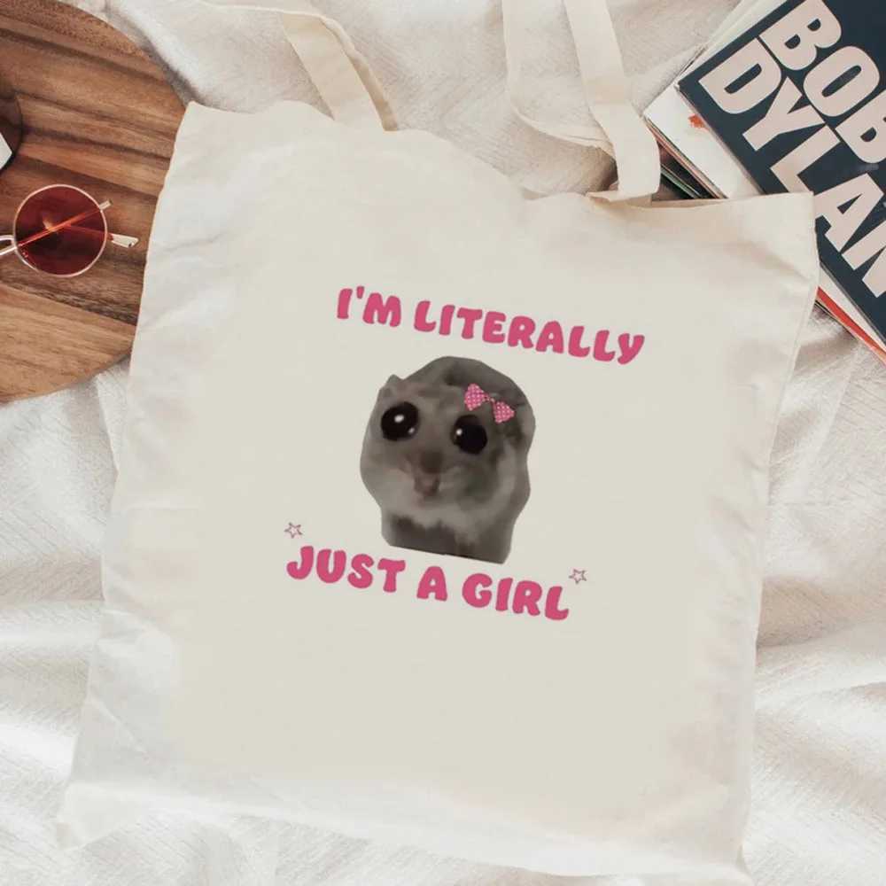 Sad Hamster shopping bag Bolso handbag reusable cotton shopping bag Z250224