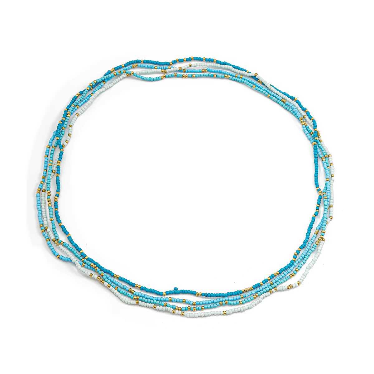 SHIIXIN 4Pcs/Set Bohian Colorful Small Seed Bead Waist Chain for Women Summer Bikini Multilayer Belly Chain Beach Body JewelryXJ250224