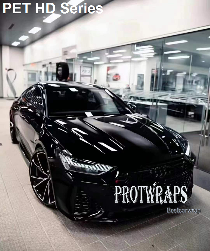 Premium HD Self Healing Gloss Black Shiny Vinyl Wrap Sticker Whole Car Wrapping Covering Film With Air Release Initial Low Tack Glue Self Adhesive Foi