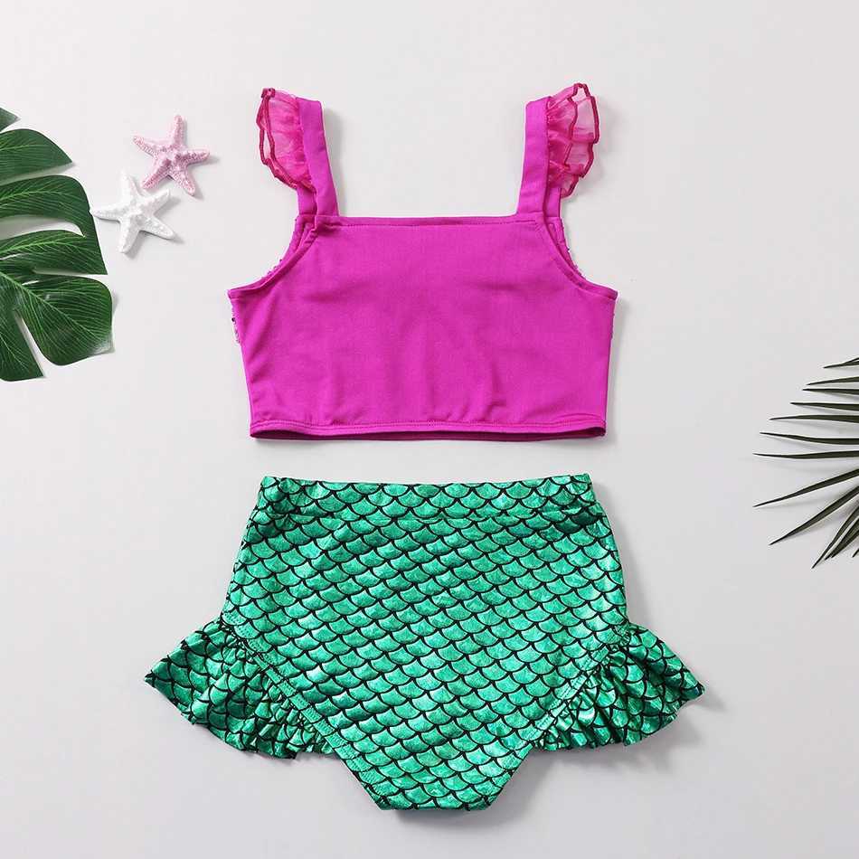 2025 Girls Summer Swimming Baby Bathing Suit Kids Little Mermaid Swimwear Swimsuit Children Princess Costume X250224