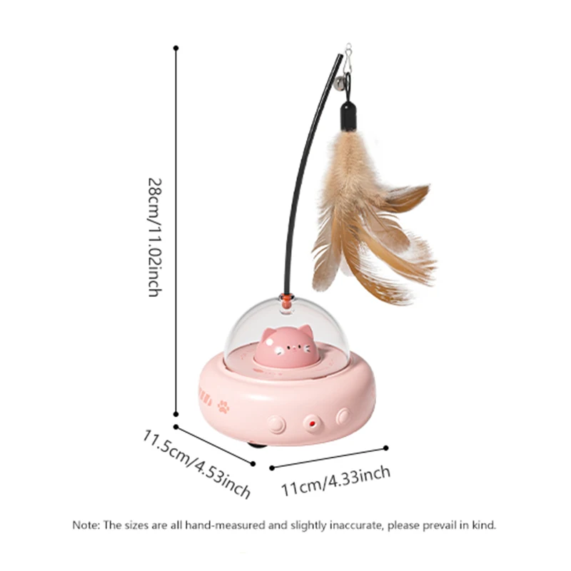 Smart Teaser Cat Toy Electric UFO Cat Teaser Stick With Bell Training Pet Toys Replaceable Feather Interactive Cat Supplies