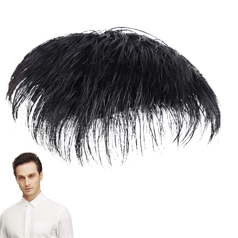 100% Natural Human Hair Toupee with Clips on Short Hair Replacement System Prosthetic Mens Wig Male Pieces For Men Baldnes 250224