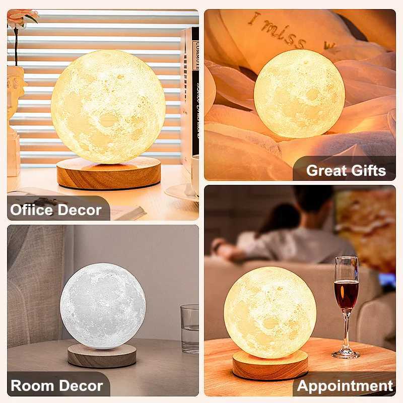 Creative 3D Moon Night Light 360 Rotating Moon Night Light for Home Office Room Touch Control 3 or 16 Color LED Desk Lamp Z250225