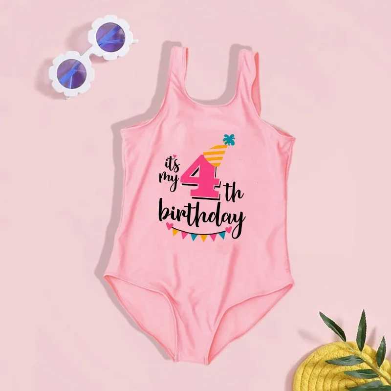 Its My 3rd Birthday Girls Swimsuit Birthday Princess One Piece Swimwear Childrens Bikini Kids Pool Party Outfit Swim Clothes X250224