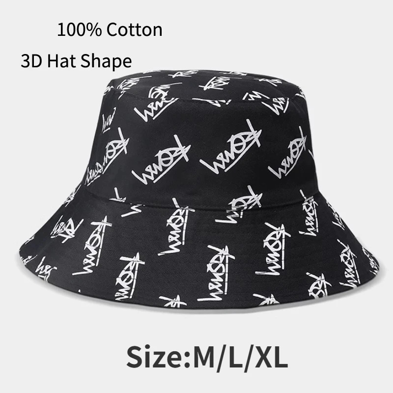 Big Head Letter Bucket Hat for Men Women XL Large Hip Hop Cap Fisherman Summer Sun Plus Size Panama 250210