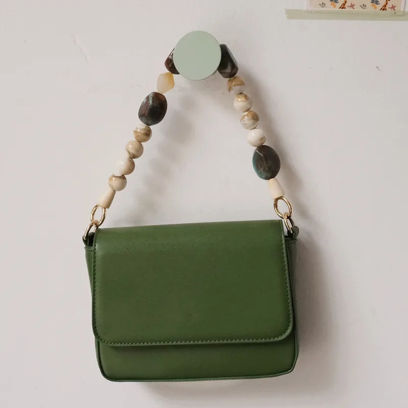 Woman Bag Accessory Green Beige Acrylic Resin Beads Parts Handcrafted Wristband Women Replacement Bag Handle Chain 250318