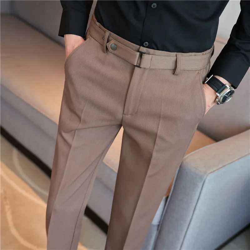 Formal Pants Business Mens British Style Solid Slim Casual Suit Pants Mens High Quality Office Social Ankle Trousers Streetwear W250225