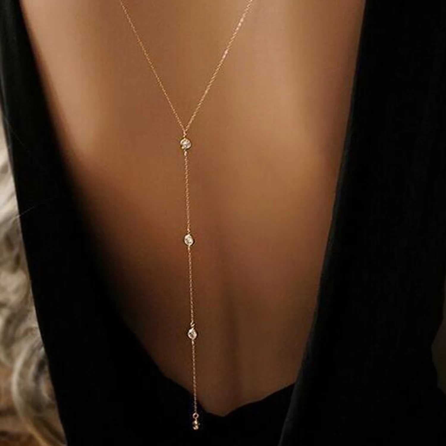 2023 Drop Chain Necklaces For Women Egant Long Crystal Wedding Accories ss Chain Beach JewelryXJ250224