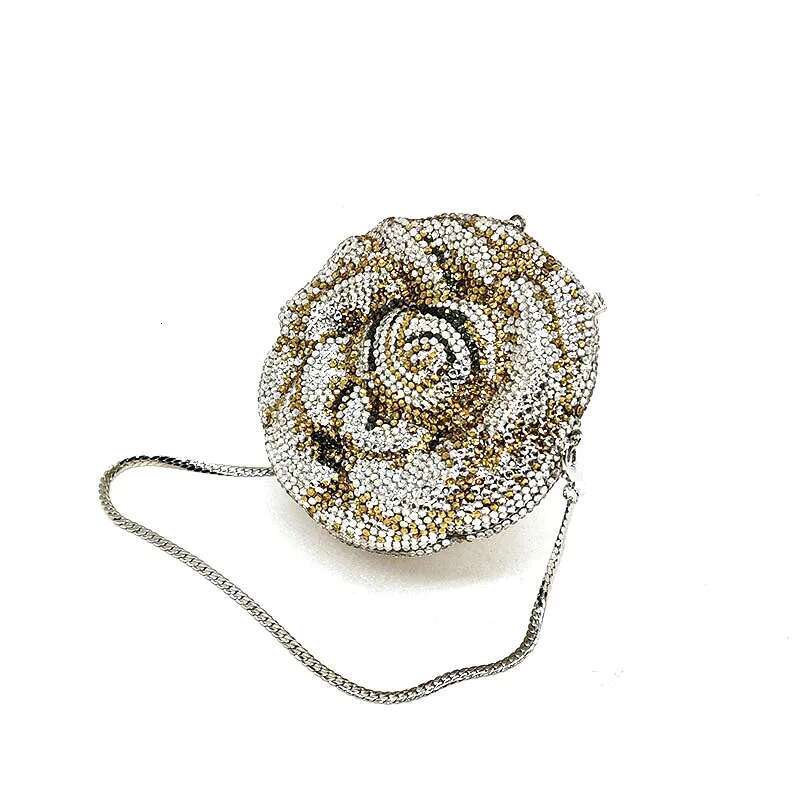 Classical Women Evening Party Purses Bridal Wedding Bag Vintage Rose Full Crystal Clutches Bags