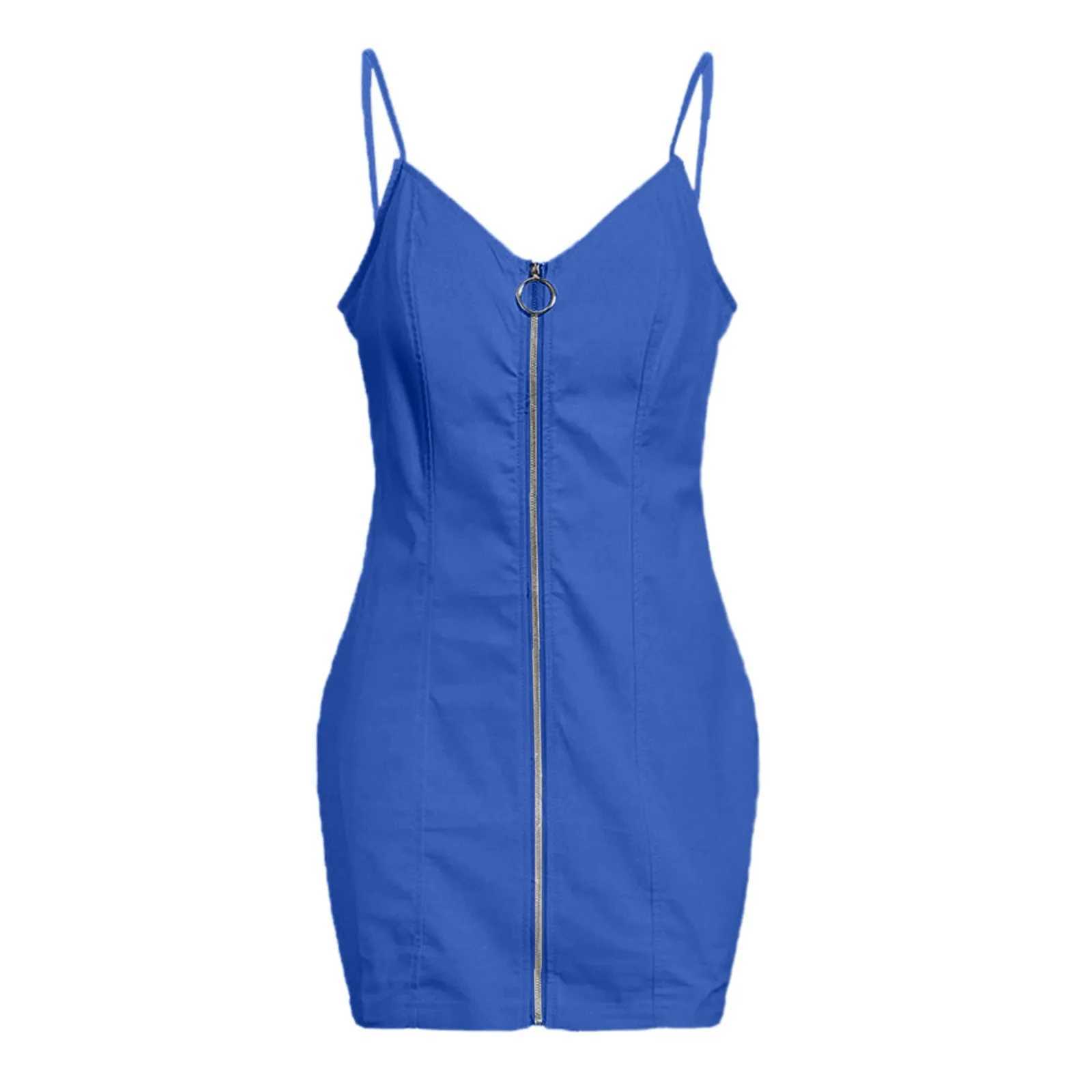 Solid color suspender Fe dress with front zipper sexy suspender dress with buttocks summer casual dress strapless Ele womens dress VestidosXJ250224