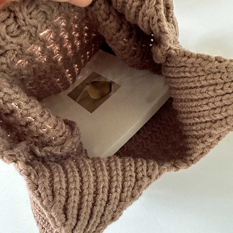 Hollow Women Shoulder Bags Retro Woven Solid Color Crochet Bag Large Capacity Shopping Tote