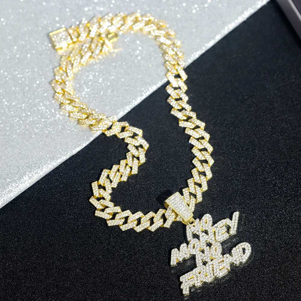 Hip-hop Fl Diamonds Letter Pendant Necklace Stylish and Out Cuban Chain Men Wen Street Style Punk Trend Party Jewelry Gift X250224