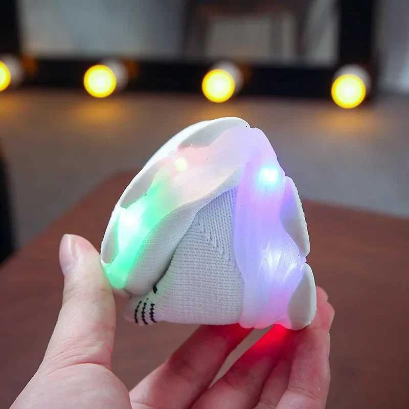 Kids Sneakers Children Baby Girls Boys Letter Mesh Led Luminous Socks Sport Run Sneakers Shoes Infantile Shoes Light Up Shoes W250225