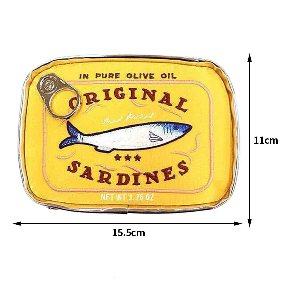 Cute Cosmetic Bag Sardines Cans Shape Funny Packages Creative Portable Toiletry Bag Fashion Zipper Small Soft Makeup Bags 250224