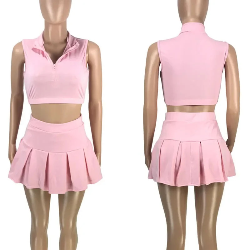 Streetwear Casual Sporty Crop Top and Skirt Sets Two Piece Set for Women Sweat Suit Party Club Outfits Matching Sets Tracksuit 250224