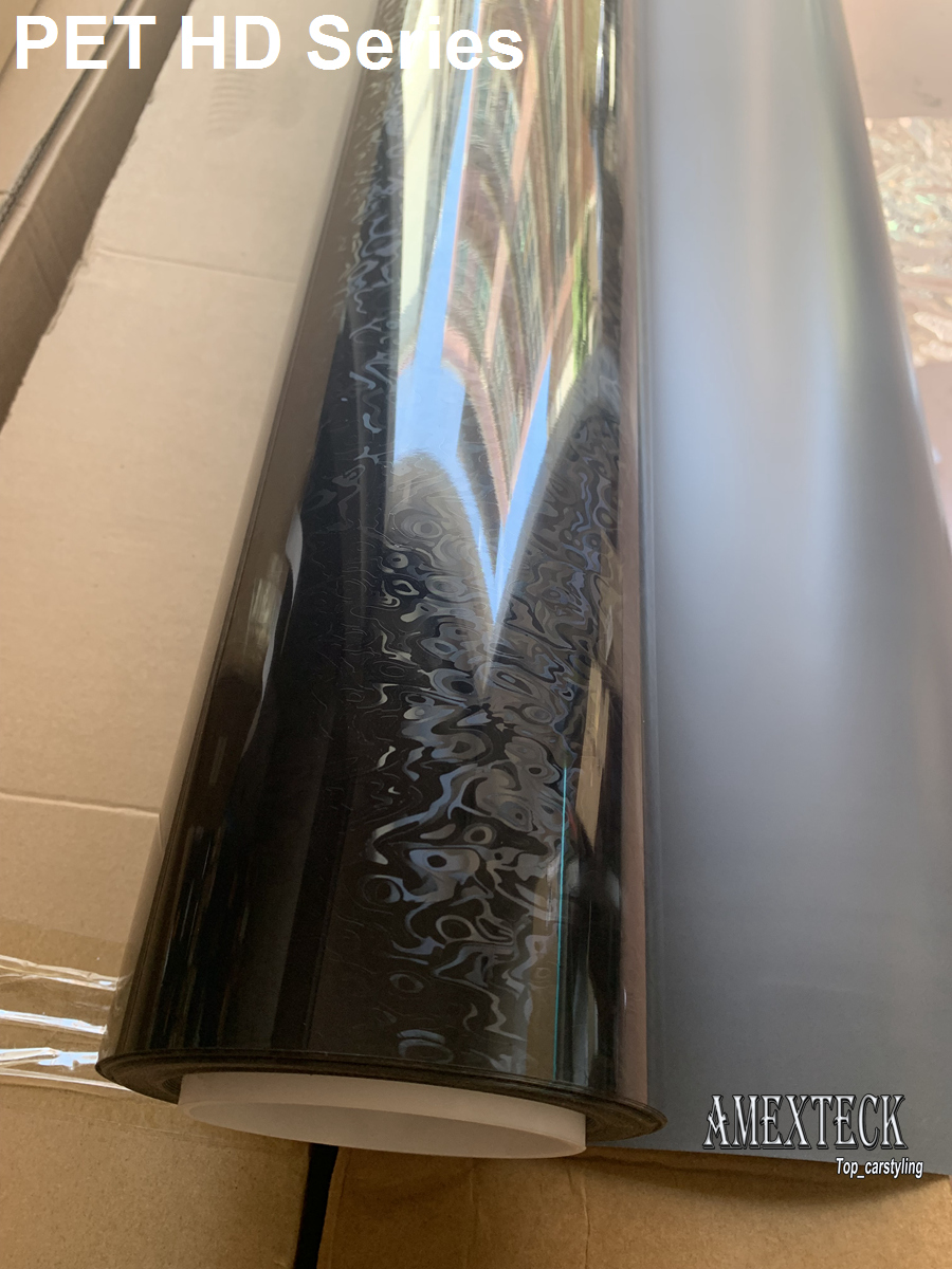 Premium PET HD Shadow Black Gloss Shiny Vinyl Wrap Sticker Whole Car Wrapping Covering Film With Air Release Initial Low Tack Glue Self Adhesive Foil 