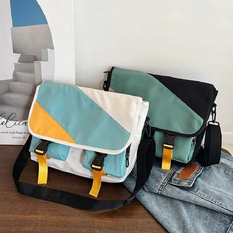 Waterproof nylon messenger bag womens canvas handbag shoulder cross body bag large capacity casual student backpack Z250225