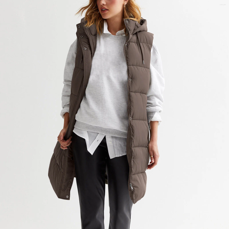 Women's Jackets Autumn And Winter Temperament Sleeveless Cardigan Mid-Length Cotton Vest Coat Abrigos Mujer Invierno Cham
