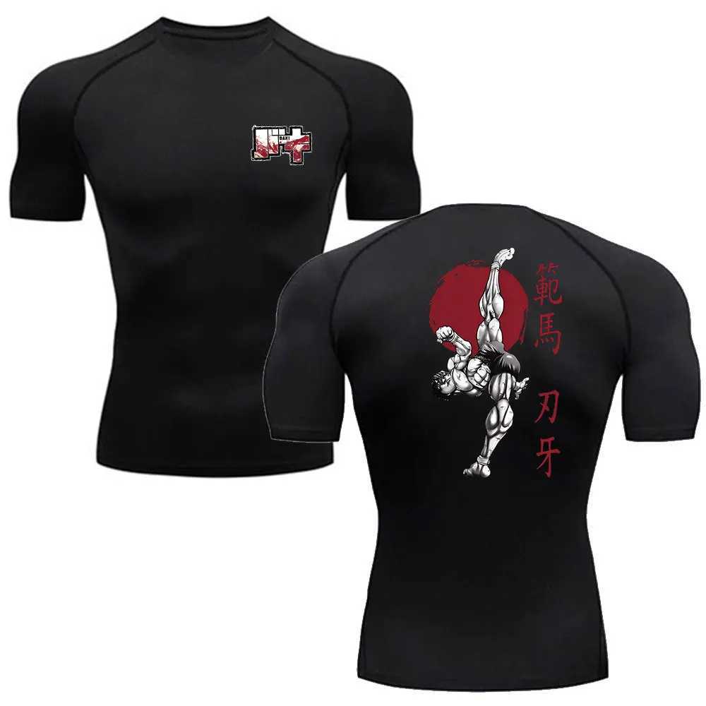 New Arrival Anime Baki Hanma MenS T Shirt Gym Fitness Boxing Outdoor Training MMA Rash Guard Boxing Shirt Herren Jiu Jitsu Bjj Sport Shirt Z250225