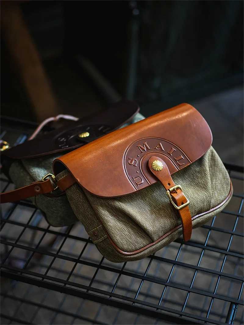 Fashionable high-quality canvas genuine leather mens messenger bag casual luxury designers real cowhide shoulder cross bag Z250225