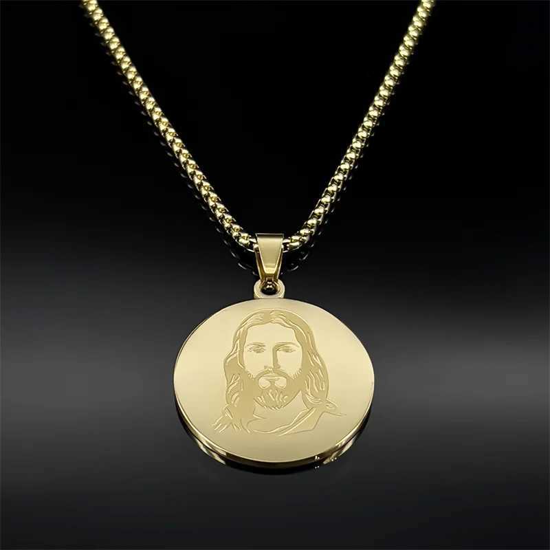 God Jesus Medal Necklace for Wen Men Stainless Steel Gold Silver Color Holy Pray Chain Jewelry collar mascino X250224