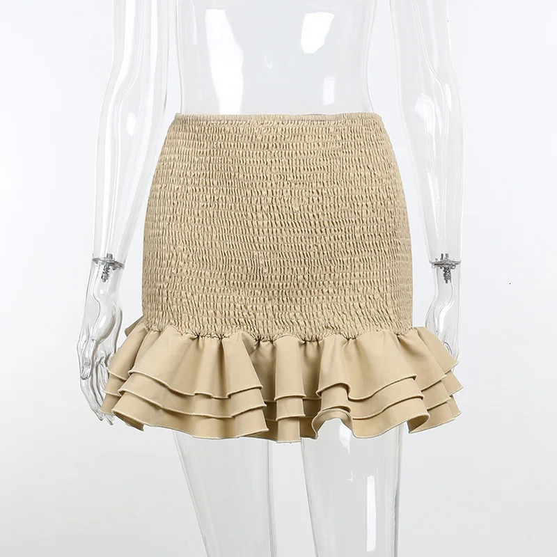 BKLD 2024 Spring Summer Sexy Solid Color Two Piece Sets Women Outfits Corset Waist Strapless Crop Tops And Ruffle Skirt Sets 250224