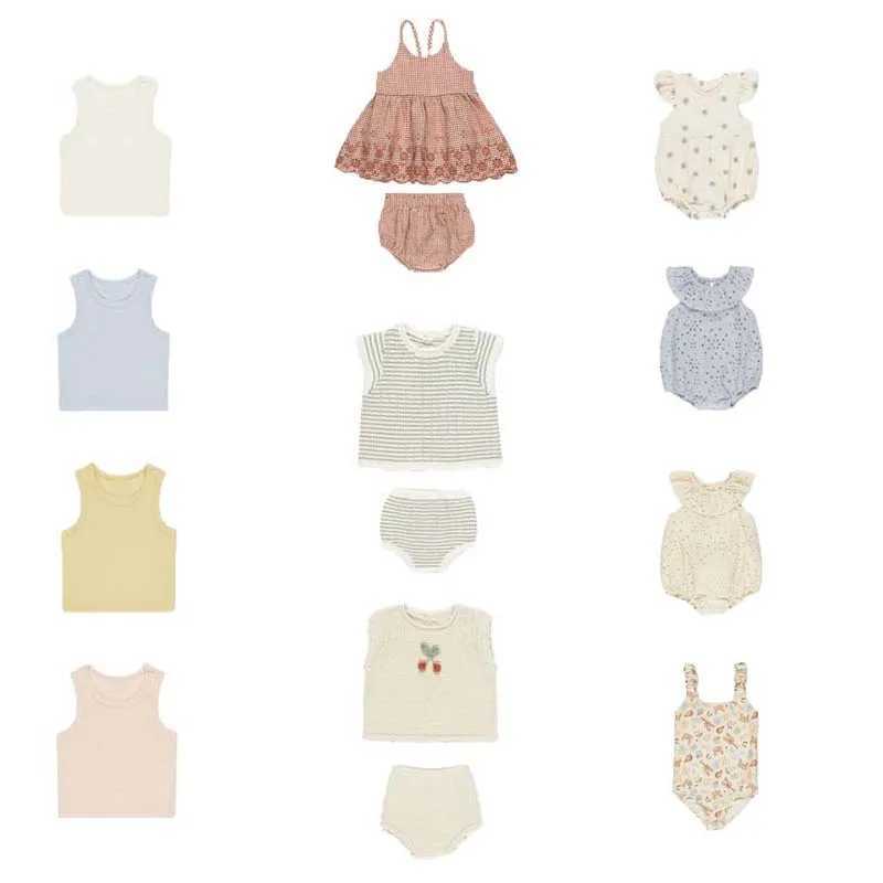 Pre sale (shipped in April) 2025 summer childrens boys vests girls printed cartoon shirts and shorts childrens girls clothing striped tops X250224