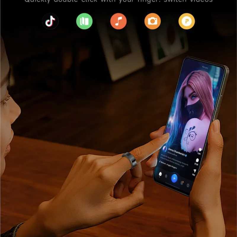 Smart Ring SR08 LED Display Screen Heart Rate Gesture Sweep Video Sleep Monitor 5ATM Waterproof Fitness Tracker Rings Gifts W250819