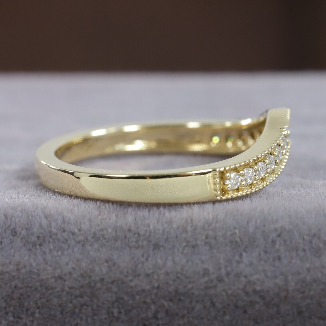 Jewelry 1.20 mm Round Cut Lab-Grown Diamond Chevron Dainty Half Band Matching Eternity Band For Engagement For Womens Gift