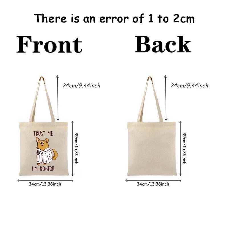 Trust Me Im A Dogtor Pattern Shopping Bag Funny Gift Idea for Dog Lover Canvas Totes Humor Dog Doctor Shoulder Bag Handbag Z250224