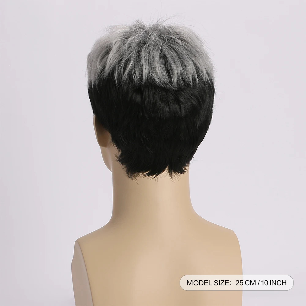 10 Inch Short Natural Synthetic Curly Wigs For Men Heat Resistant Fiber Hair Wig For Daily Use Holiday Halloween Costume Party 250224