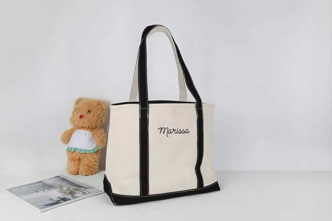 Embroidered handbag customized canvas handbag boat handbag beach bag personalized bridesmaid gift party gift Z250224