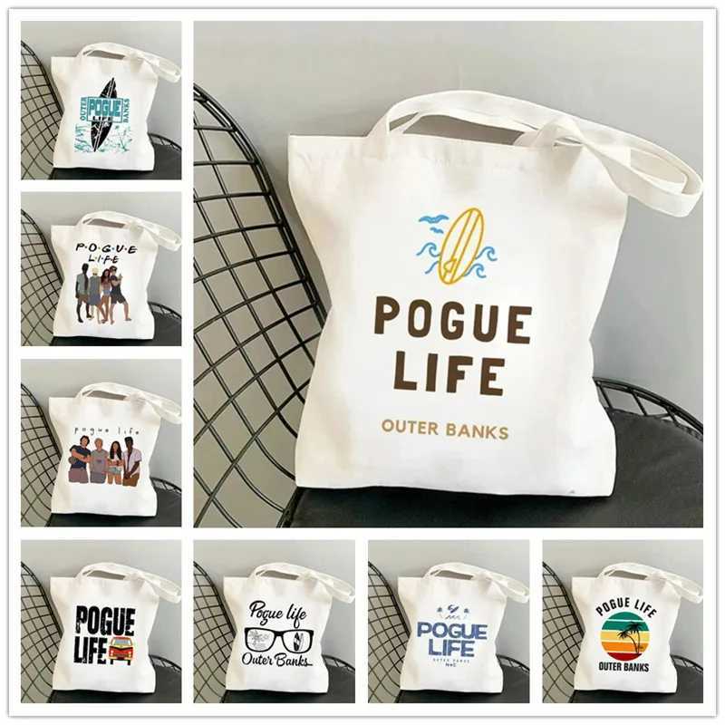 Pogue Life Letter Print Womens Handbag Graphic Lady Shopper Bag Eco Large Capacity Backrest Canvas Womens Handbag Z250224